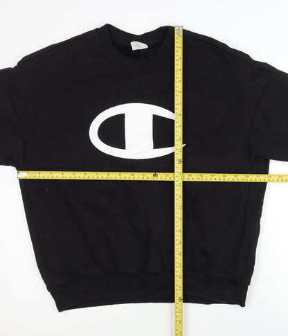 Champion Women's Black Small Pullover Sweatshirt Long Sleeve Logo