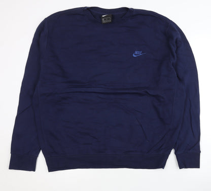 Nike Unisex Blue 2XL Pullover Sweatshirt Crew Neck Logo Sports