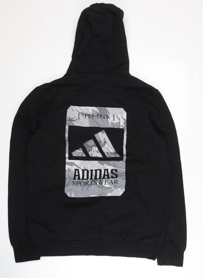 Adidas Men's Black Pullover Hoodie M Logo Graphic Sportswear