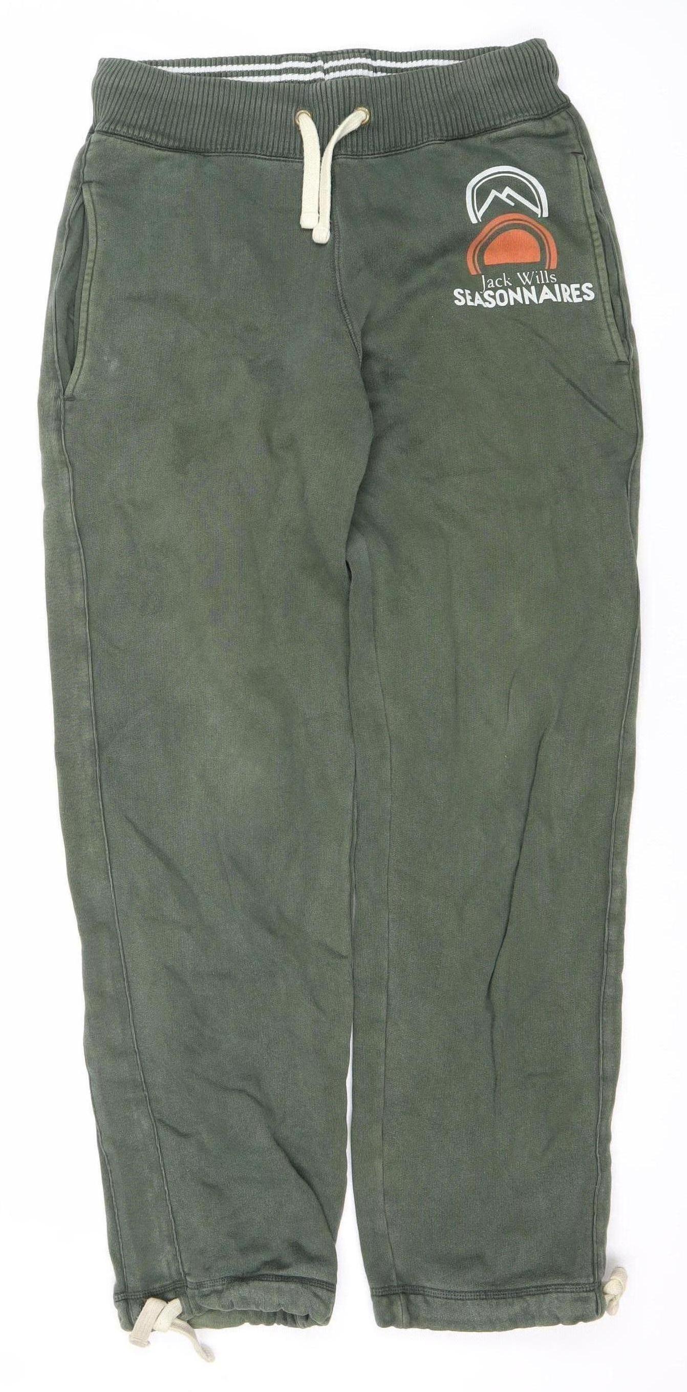 Jack Wills Men's Green XS Jogger Fleece Cotton Tapered Trousers