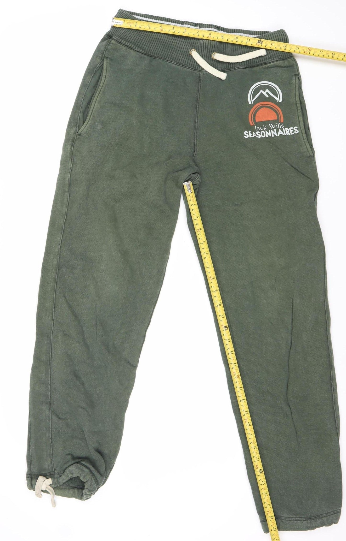 Jack Wills Men's Green XS Jogger Fleece Cotton Tapered Trousers