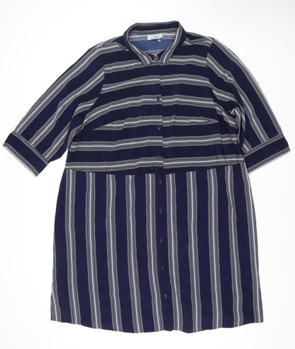 LIVE FOR THE WEEKEND Women’s Blue Striped Shirt Dress Size 22