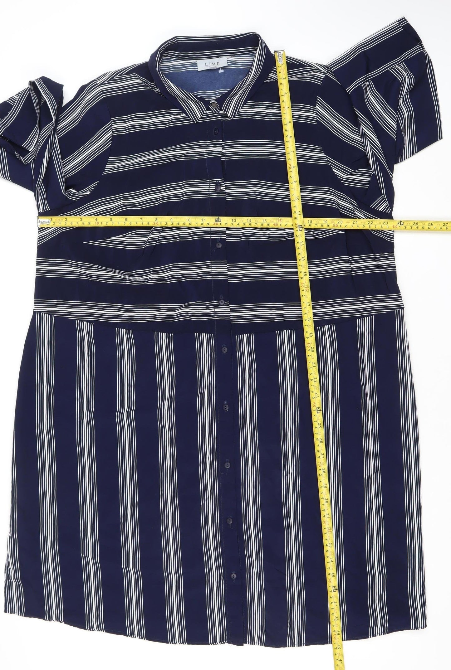 LIVE FOR THE WEEKEND Women’s Blue Striped Shirt Dress Size 22