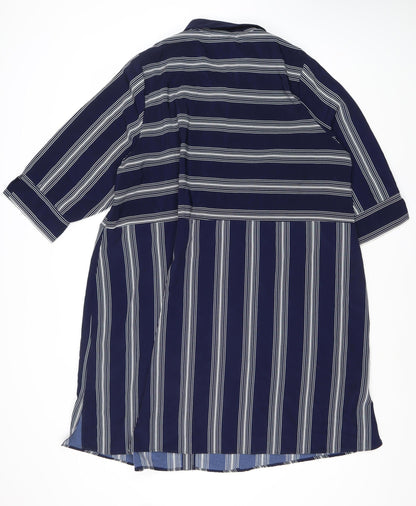 LIVE FOR THE WEEKEND Women’s Blue Striped Shirt Dress Size 22