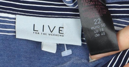 LIVE FOR THE WEEKEND Women’s Blue Striped Shirt Dress Size 22