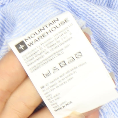 Mountain Warehouse Women Blue Size 10 Linen Cotton Belted Shirt Dress