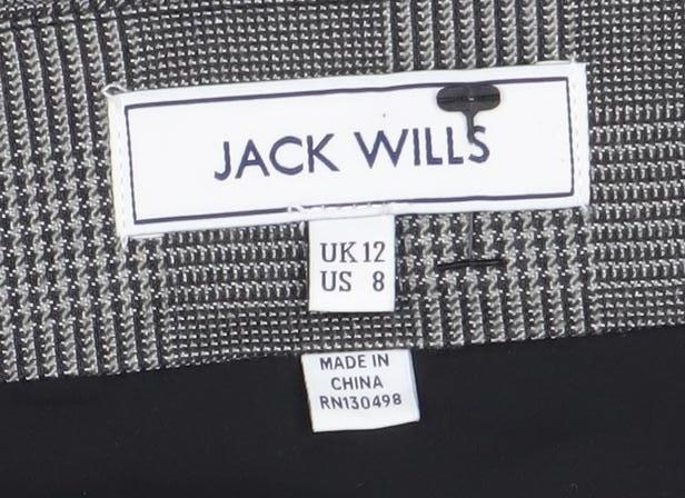 Jack Wills Women’s Grey Check Pencil Skirt Size 12 Lined Twill