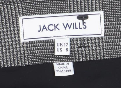 Jack Wills Women’s Grey Check Pencil Skirt Size 12 Lined Twill