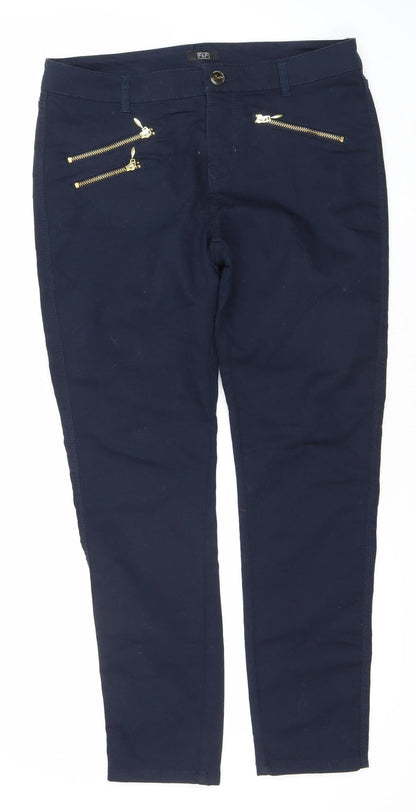 F&F Women’s Blue Skinny Jeans Size 12 Slim Fit Zip Detail