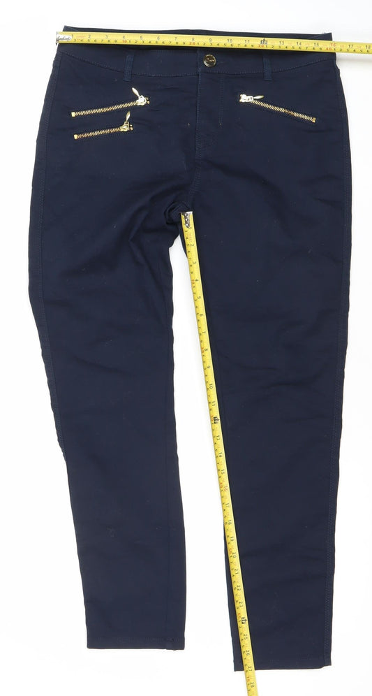 F&F Women’s Blue Skinny Jeans Size 12 Slim Fit Zip Detail