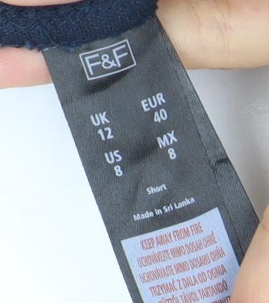 F&F Women’s Blue Skinny Jeans Size 12 Slim Fit Zip Detail