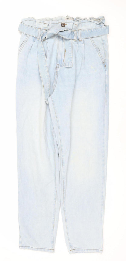 Denim Co. Women’s Blue Size 10 High-Rise Paperbag Belted Jeans