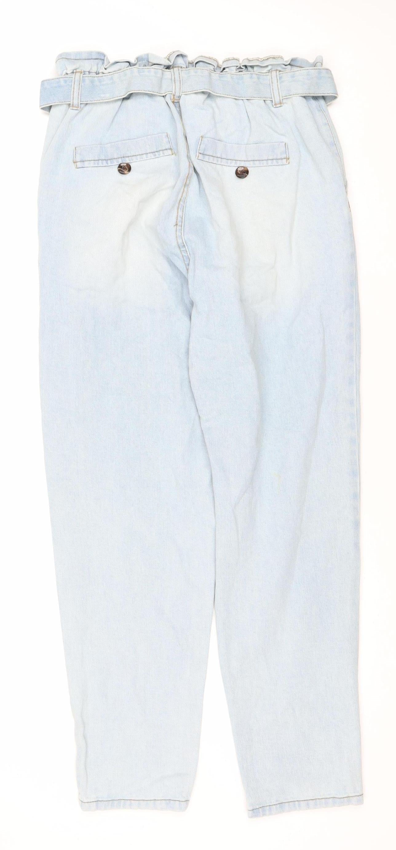 Denim Co. Women’s Blue Size 10 High-Rise Paperbag Belted Jeans