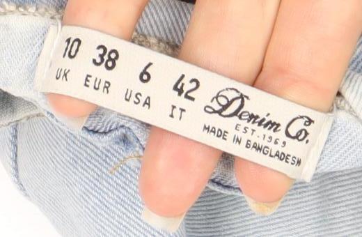 Denim Co. Women’s Blue Size 10 High-Rise Paperbag Belted Jeans