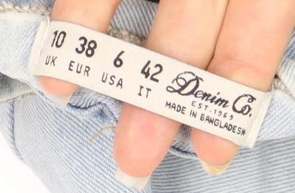 Denim Co. Women’s Blue Size 10 High-Rise Paperbag Belted Jeans