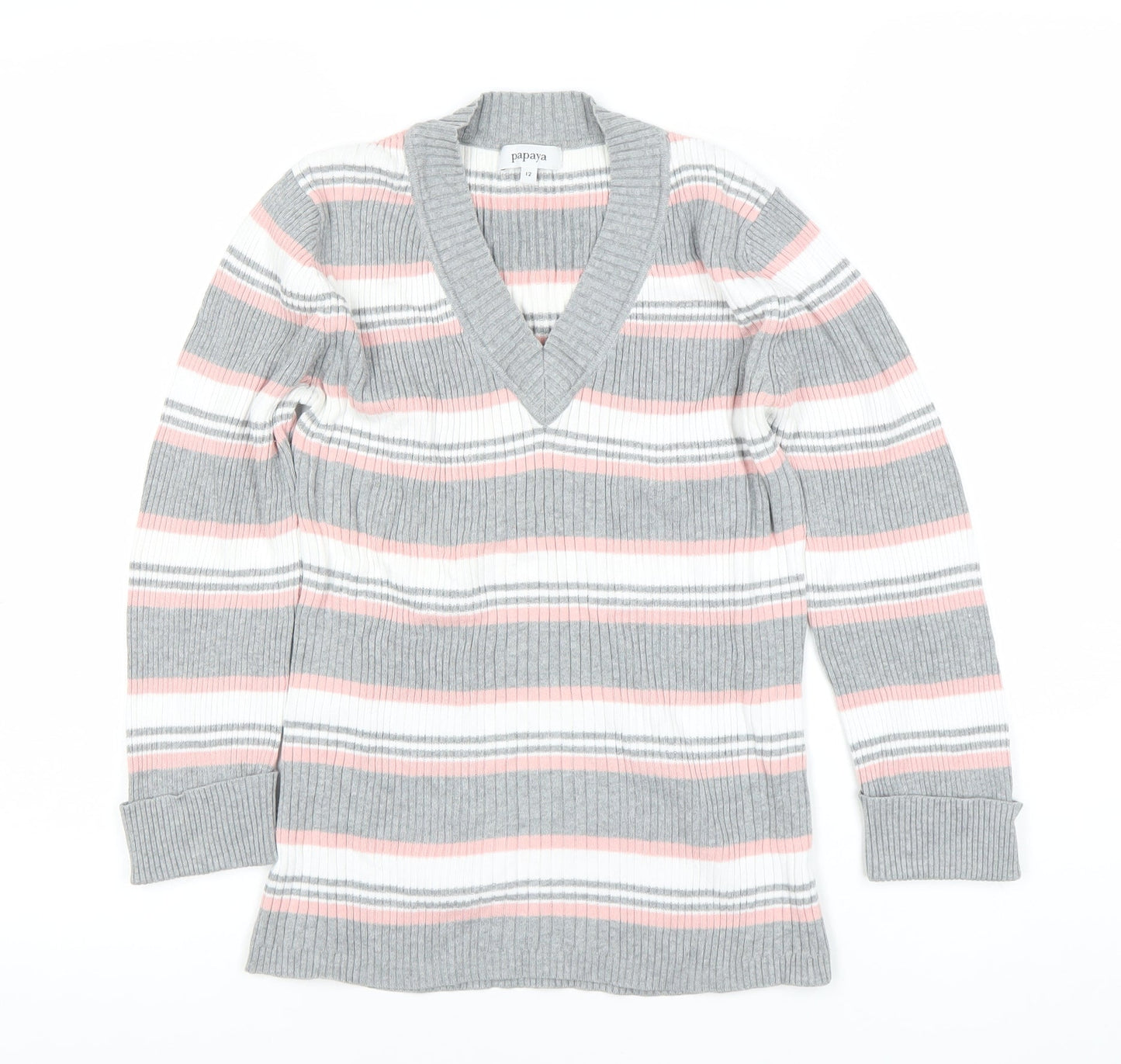 Womens UK Size 12 Papaya Multicoloured Pullover Jumper