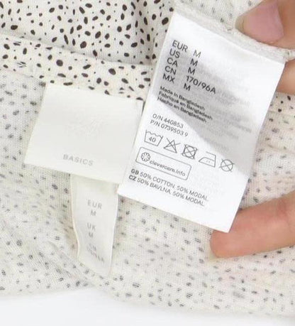 H&M Women's White Polka Dot Wrap Dress M Summer Casual Cotton Modal