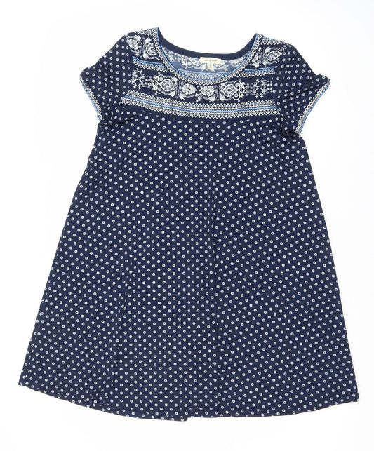 Max Studio Women’s Blue Polka Dot A-Line Dress Size S Knee Length