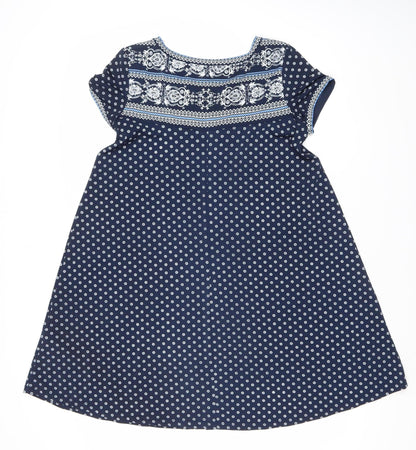 Max Studio Women’s Blue Polka Dot A-Line Dress Size S Knee Length