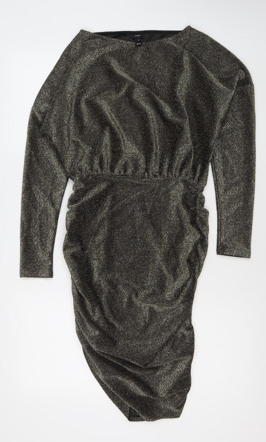 River Island Women’s Black Glitter Bodycon Mini Dress Size 8
