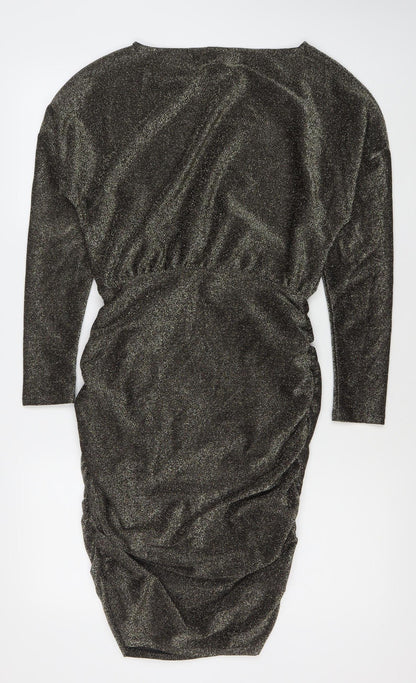 River Island Women’s Black Glitter Bodycon Mini Dress Size 8