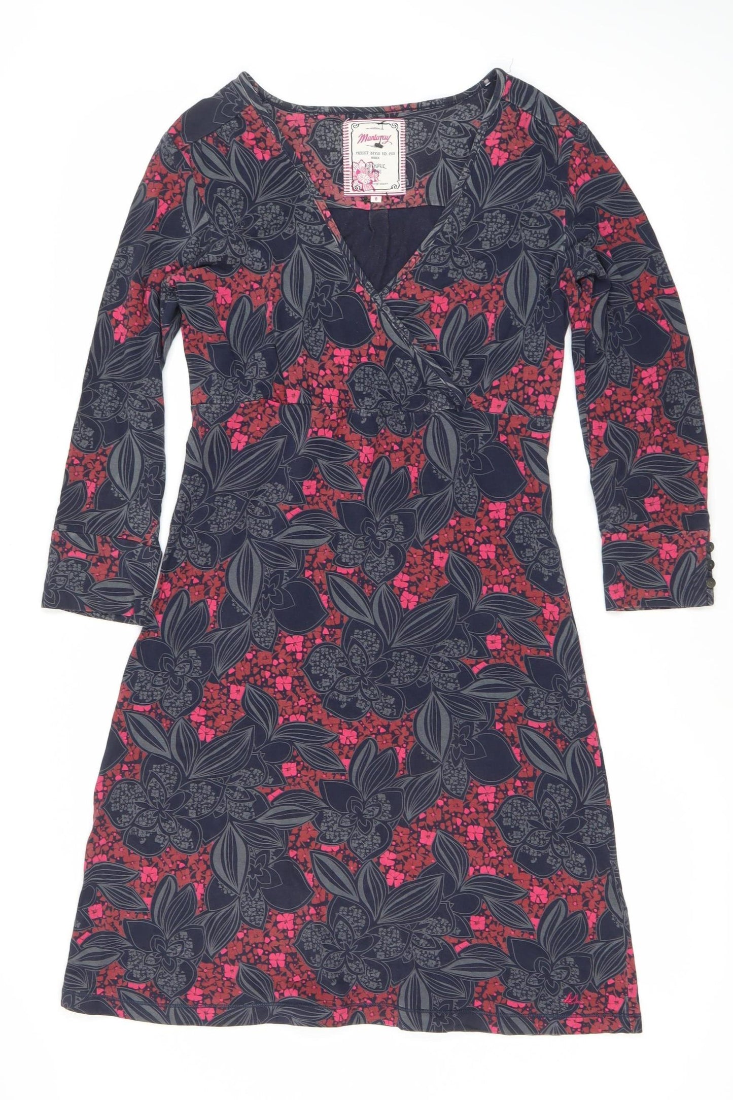Mantaray Women's Multicoloured Floral Wrap Dress Size 8 Knee Length Jersey