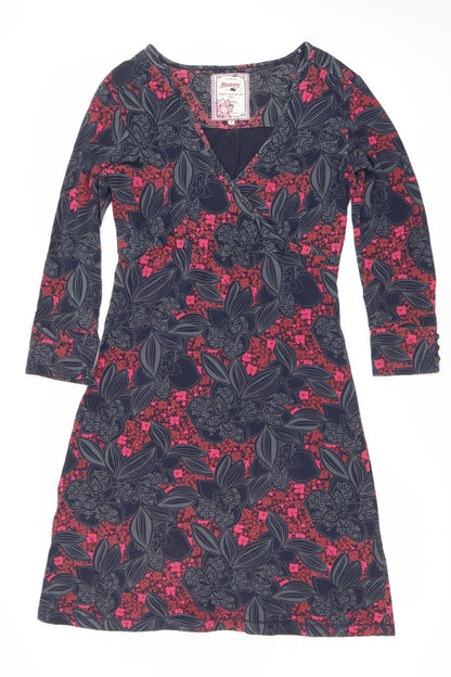 Mantaray Women's Multicoloured Floral Wrap Dress Size 8 Knee Length Jersey