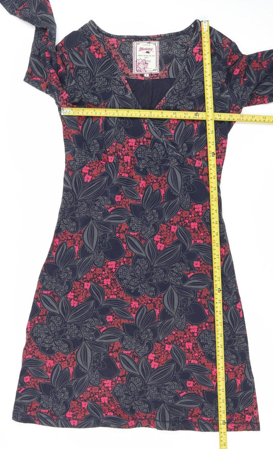 Mantaray Women's Multicoloured Floral Wrap Dress Size 8 Knee Length Jersey