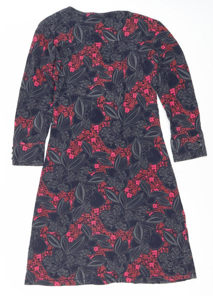 Mantaray Women's Multicoloured Floral Wrap Dress Size 8 Knee Length Jersey
