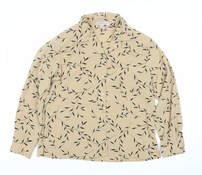 Womens UK Size L Notations Beige Basic Button-Up