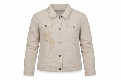 R & B Collections Women’s Beige Studded Floral Jacket M