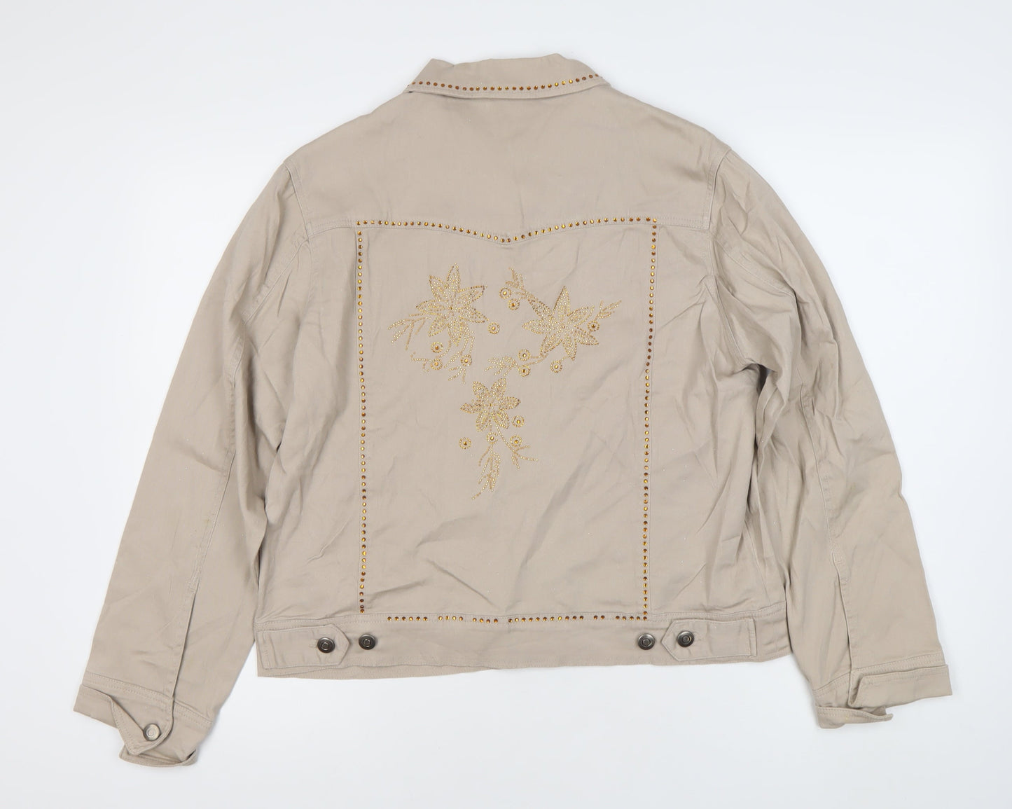 R & B Collections Women’s Beige Studded Floral Jacket M