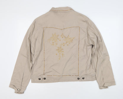 R & B Collections Women’s Beige Studded Floral Jacket M