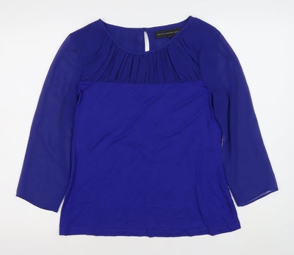 Betty Jackson Black Women's Blue Size 12 Blouse 3/4 Sleeve Work Top