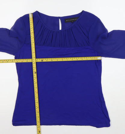 Betty Jackson Black Women's Blue Size 12 Blouse 3/4 Sleeve Work Top