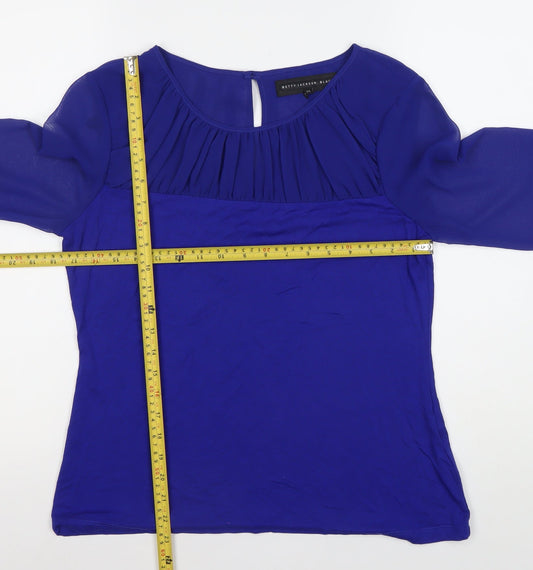 Betty Jackson Black Women's Blue Size 12 Blouse 3/4 Sleeve Work Top