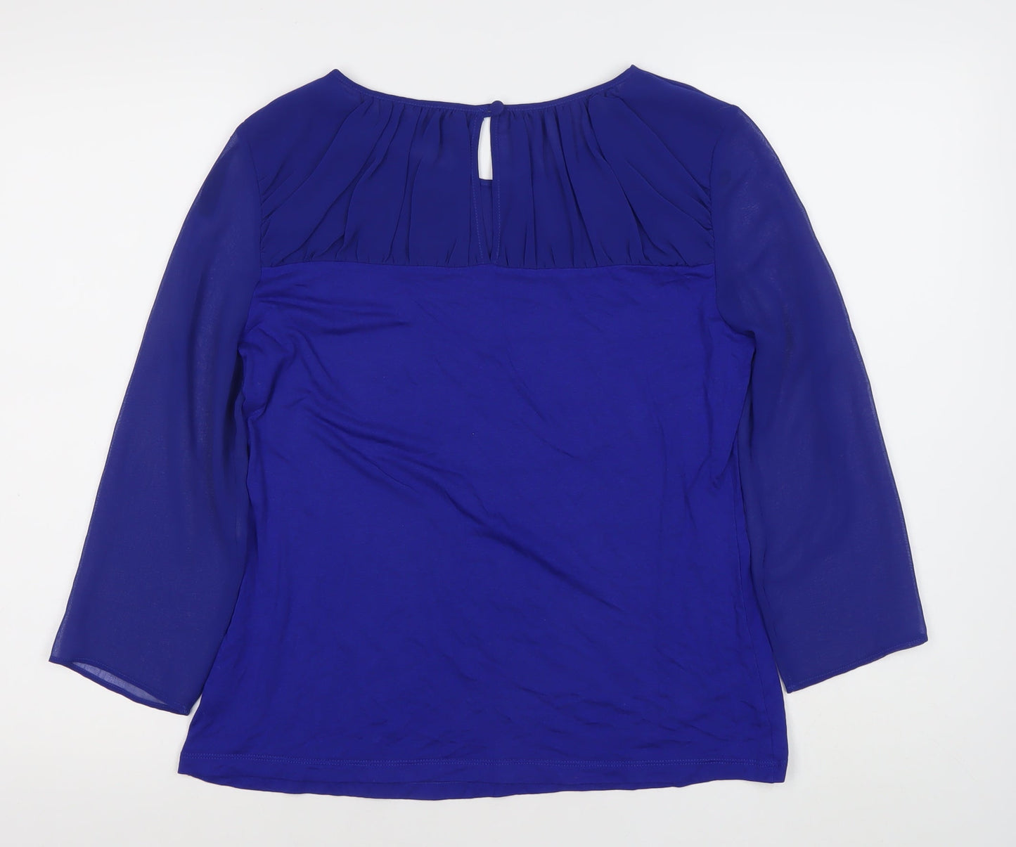 Betty Jackson Black Women's Blue Size 12 Blouse 3/4 Sleeve Work Top
