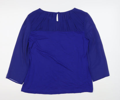Betty Jackson Black Women's Blue Size 12 Blouse 3/4 Sleeve Work Top