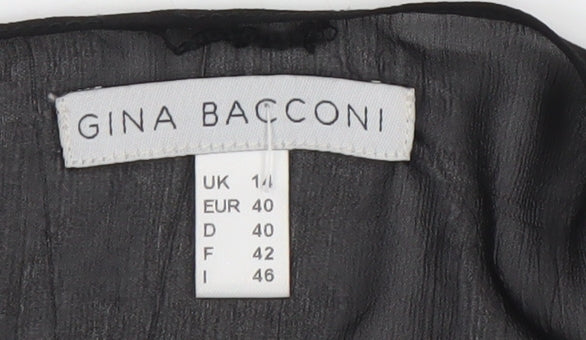 Womens UK Size 14 Gina Bacconi Black Bolero Blouse