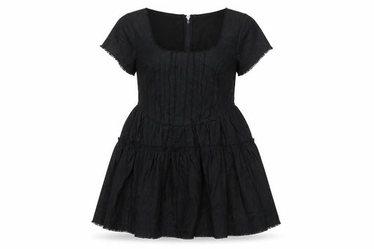 ASOS DESIGN Women’s Black Cotton Short A-Line Dress Size 8 Scoop Neck