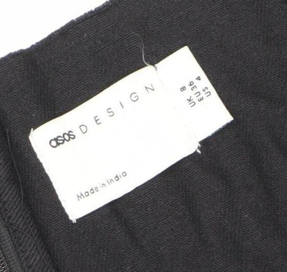 ASOS DESIGN Women’s Black Cotton Short A-Line Dress Size 8 Scoop Neck