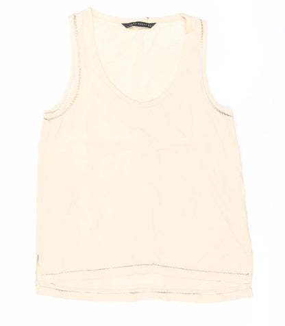 Zara Woman Beige Scoop Neck Sleeveless Tank Top Size S