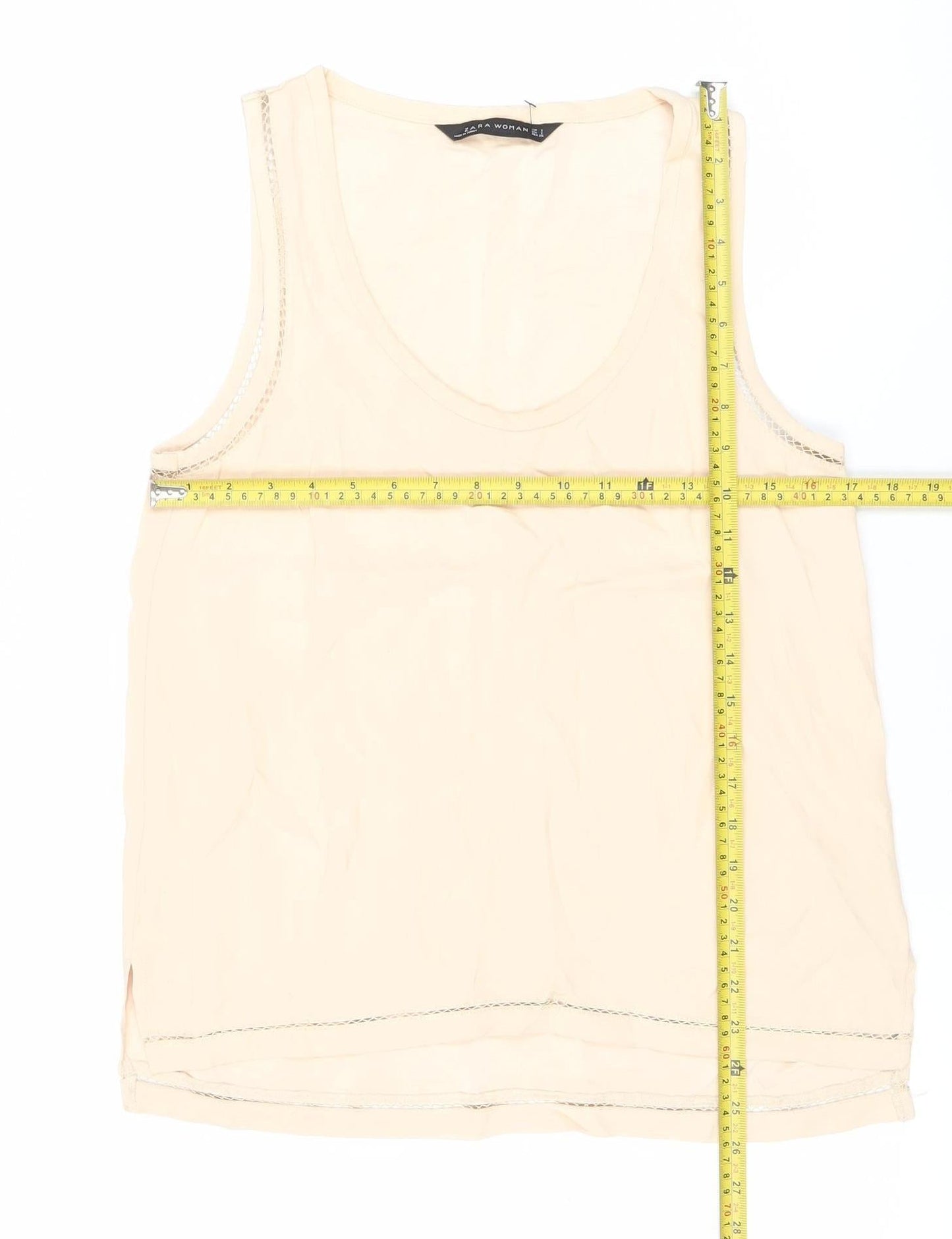 Zara Woman Beige Scoop Neck Sleeveless Tank Top Size S