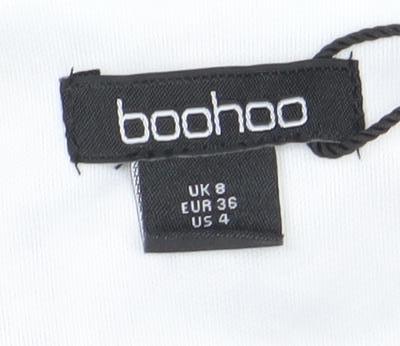 Boohoo Womens Multicoloured Sequin Halter Cropped Tank Top Size 8 Party