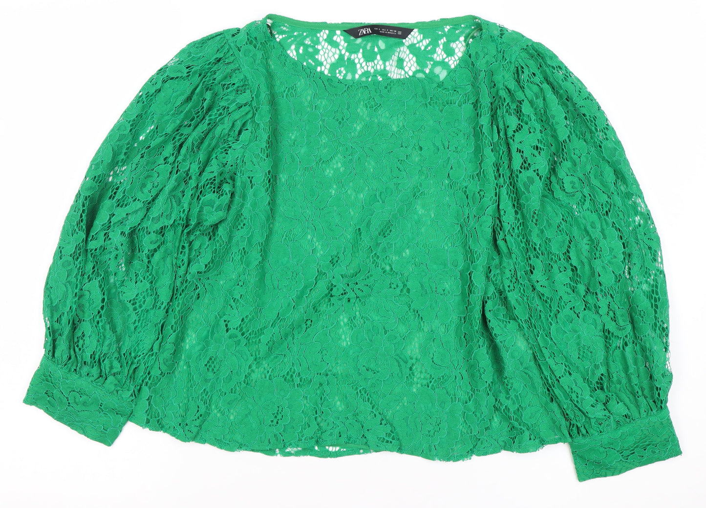 Womens UK Size S Zara Green Basic Blouse
