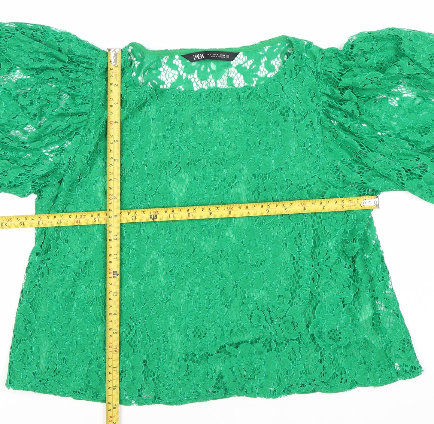 Womens UK Size S Zara Green Basic Blouse