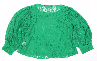 Womens UK Size S Zara Green Basic Blouse