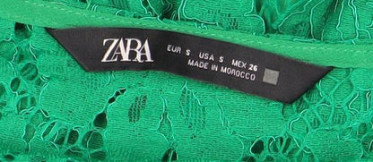 Womens UK Size S Zara Green Basic Blouse