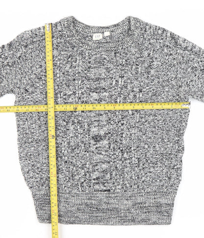 GAP Womens Grey Cotton Cable-Knit Crew Neck Jumper M