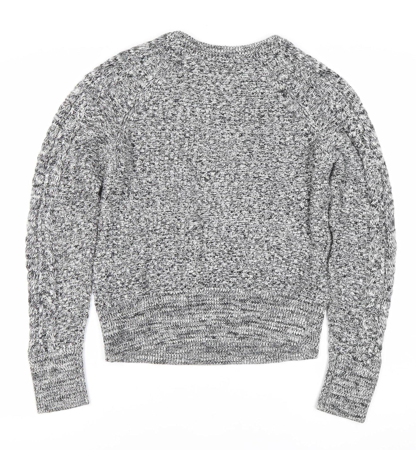 GAP Womens Grey Cotton Cable-Knit Crew Neck Jumper M